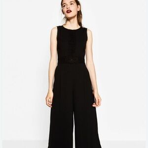 ZARA Black Lace Detail Jumpsuit - XS